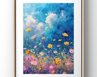 Original painting, Modern Abstract Floral Print,  Chic Cozy Decor Download, Ideal for Art Lovers Gift,Perfect Housewarming Gift, Digital