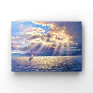 Seascape Oil Painting Print: Coastal Beach Scene (Digital Download)