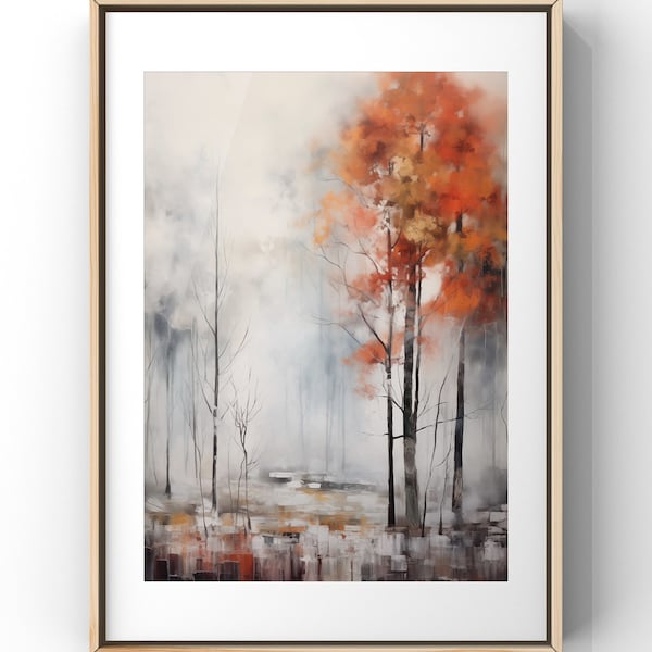 Original painting, Autumn painting, Forest painting, Fall Landscape Canvas, Gallery Wall Print，Bedroom Wall Art, Living room Art，DIGITAL