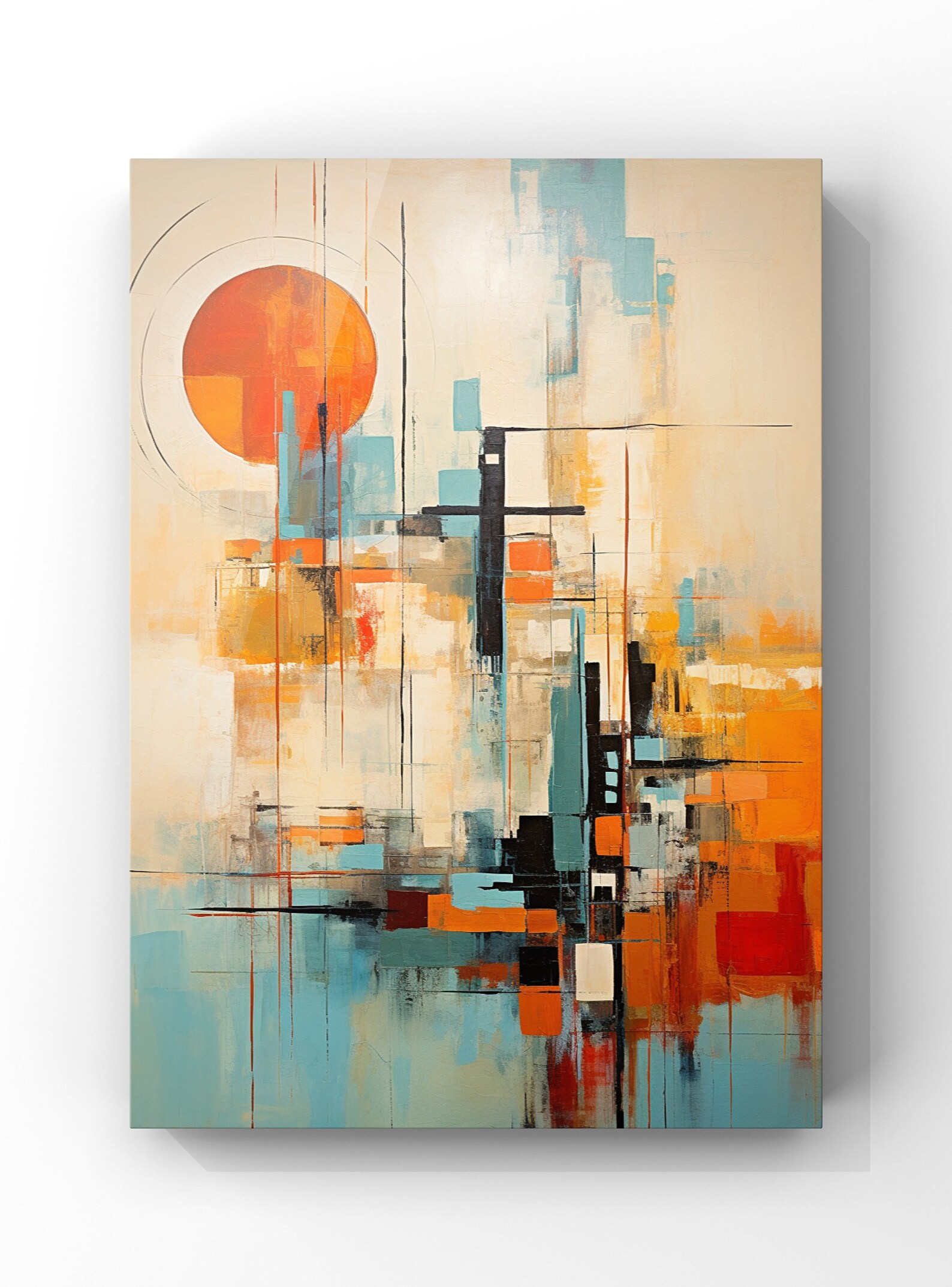 Abstract Expressionism Art Print: Orange Circle, Modern Home Decor ...