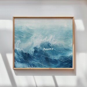 Printable Art Landscape Painting, Crazy Waters Digital Wall Art, Samsung TV, Vintage Decor, Oceanic Artwork, Moody Art Print, Downloadable