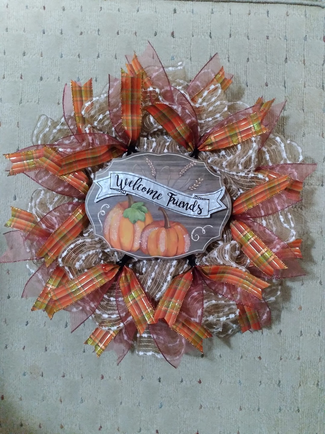 Fall Wreath Front Door Wreath Orange Green Burgundy - Etsy