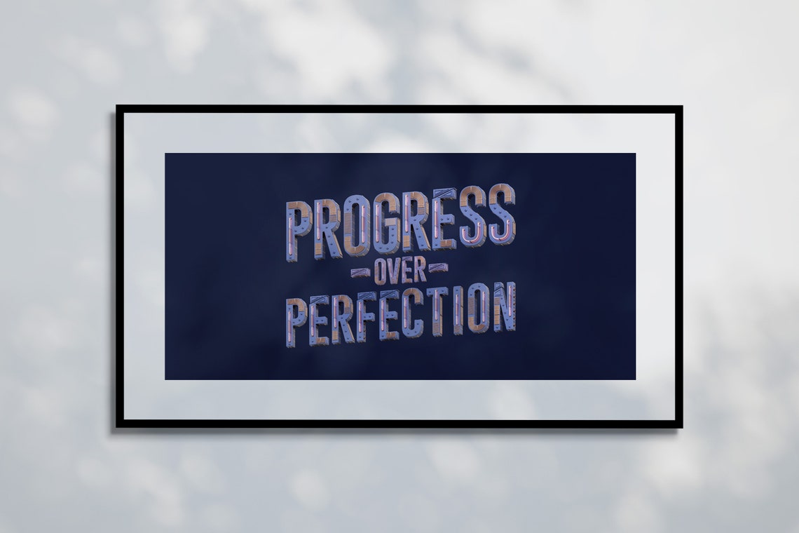 Inspirational Wall Art, Motivational Quote, Progress Over Perfection ...