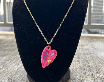 Heart necklace, trendy heart charm, gold heart necklace, pink heart, blue heart, white heart, red heart, heart charm, heart charm necklace