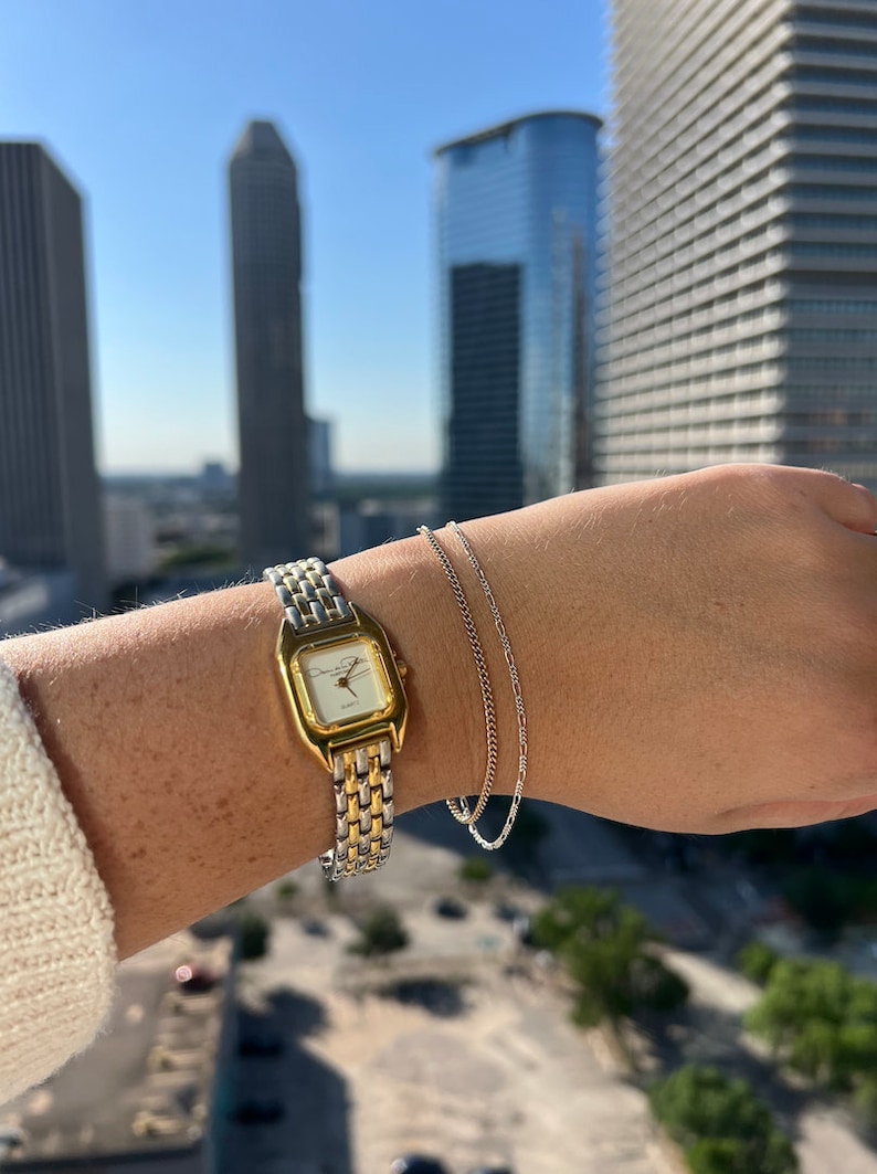 montres vintage en argent et or, montres bicolores, montres pour femmes image 3