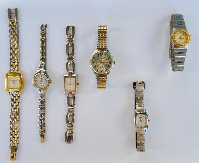 montres vintage en argent et or, montres bicolores, montres pour femmes image 1