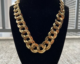 Gold Cuban Chain Necklace, Gold Cuban Necklace, Gold Curb Chain Necklace