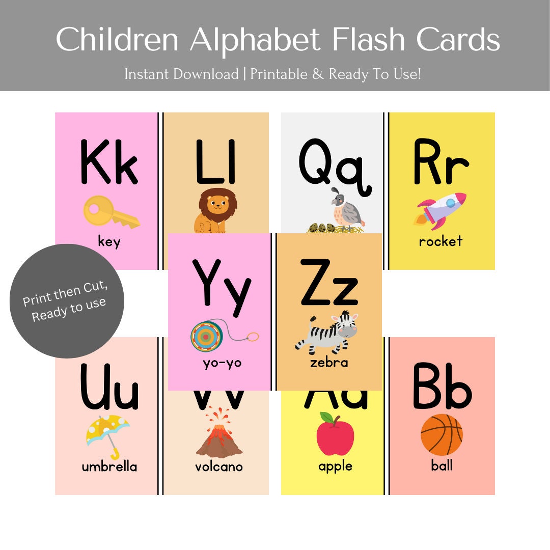Alphabet Flash Cards Kids Printable Flash Cards Learning Tower Playing