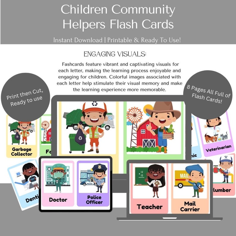 Helping Flash Card Community Helpers Flash Cards Kid Printable Flash Card Learning Playing