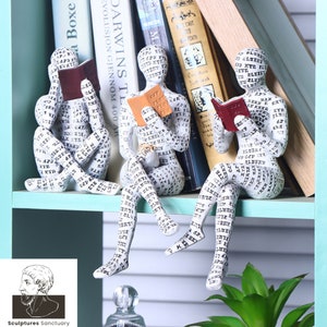 Reading Woman Statue | Decorative Resin Figurine | Bookshelf Organizer | Home Decor