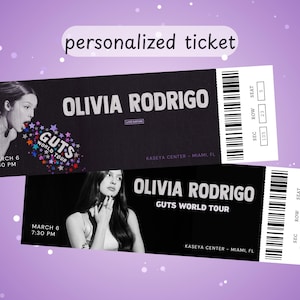 Personalized Digital Concert Ticket - Olivia Rodrigo GUTS Tour Concert Ticket Downloadable DIGITAL FILE for Printing