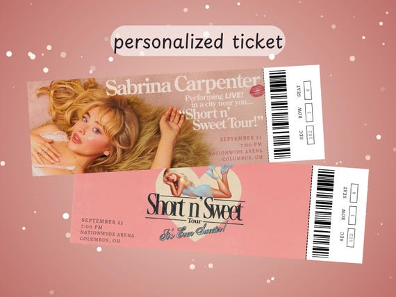 Personalized Digital Concert Ticket - Sabrina Carpenter Short n Sweet Tour Concert Ticket Downloadable DIGITAL FILE for Printing