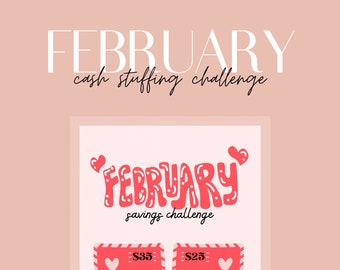 February Cash Stuffing Challenge Digital | Savings Challenge | A6