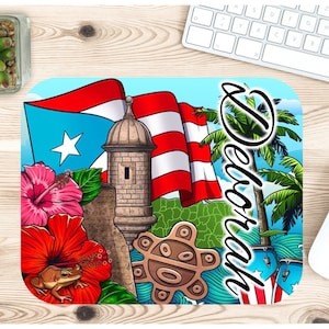 Personalized Puerto Rico San Juan PR Boricua Mouse Pad Custom made by JennyFooFooDesigns