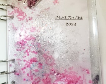 2024 Luxury Resin 'Must Do List' Notebook with Multipurpose Envelope & Pen