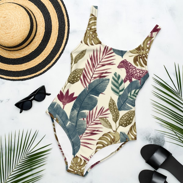 One-Piece Swimsuit, Jungle Print Swimsuit, Tropical Swimsuit, Gift for Her, Gift for Girlfriend