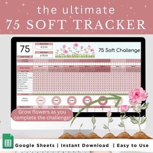 75 Soft Challenge Tracker, 75 Soft Tracker, 75 Soft Google Sheet, 75 Day Challenge Tracker, Google Sheets Template, Daily Habit Tracker