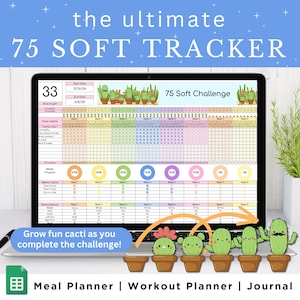 75 Soft Challenge Tracker, 75 Soft Tracker, 75 Day Challenge Tracker, Google Sheets Planner, Weight Loss Tracker, Digital Workout Planner