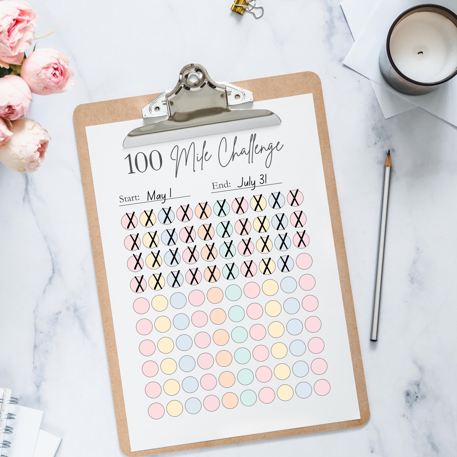 100 Mile Tracker Printable, 100 Mile Challenge, Running Journal, Step ...