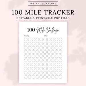 Afdrukbare 100 Mile Challenge, afdrukbare stappentracker, hardlooplogboek en -tracker, wandeltracker, stappentellerblad, hardloopdagboek digitaal