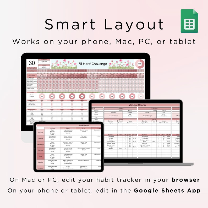 2024 Google Sheets 75 Hard 75 Hard Tracker 75 Hard Challenge 75 Day