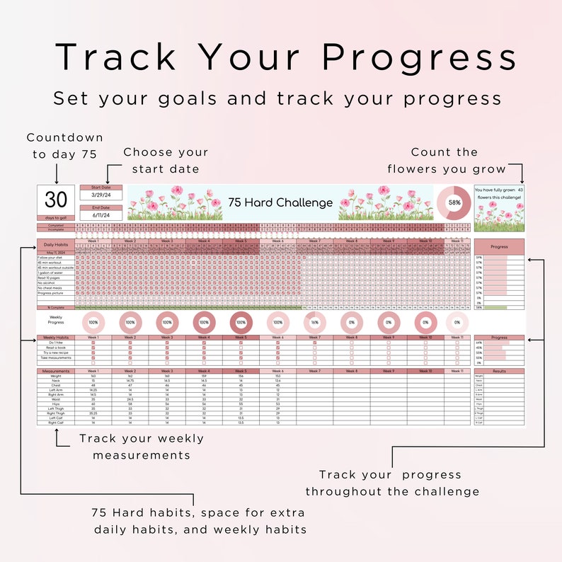 2024 Google Sheets 75 Hard 75 Hard Tracker 75 Hard Challenge 75 Day