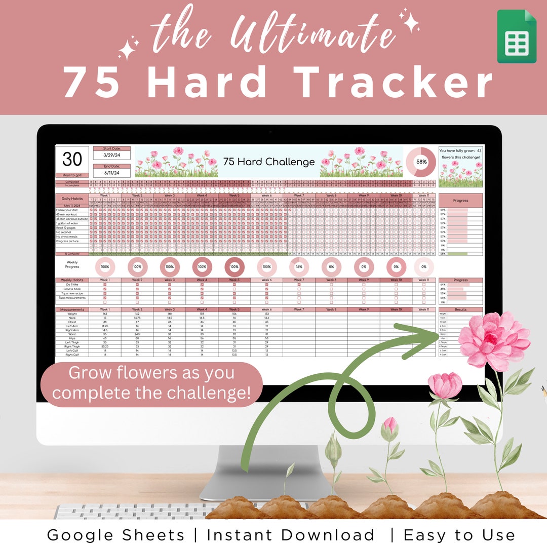 2024 Google Sheets 75 Hard 75 Hard Tracker 75 Hard Challenge 75 Day
