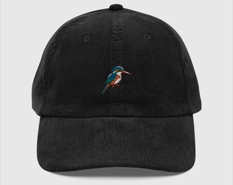 Chapeau en velours côtelé brodé Paradise Kingfisher