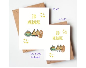 Imprimible, Descarga digital, Tarjeta Eid Mubarak, Tarjeta de felicitación islámica, Tarjeta digital, celebración musulmana, 2 tamaños, 5"x7", 4"x6", descarga instantánea