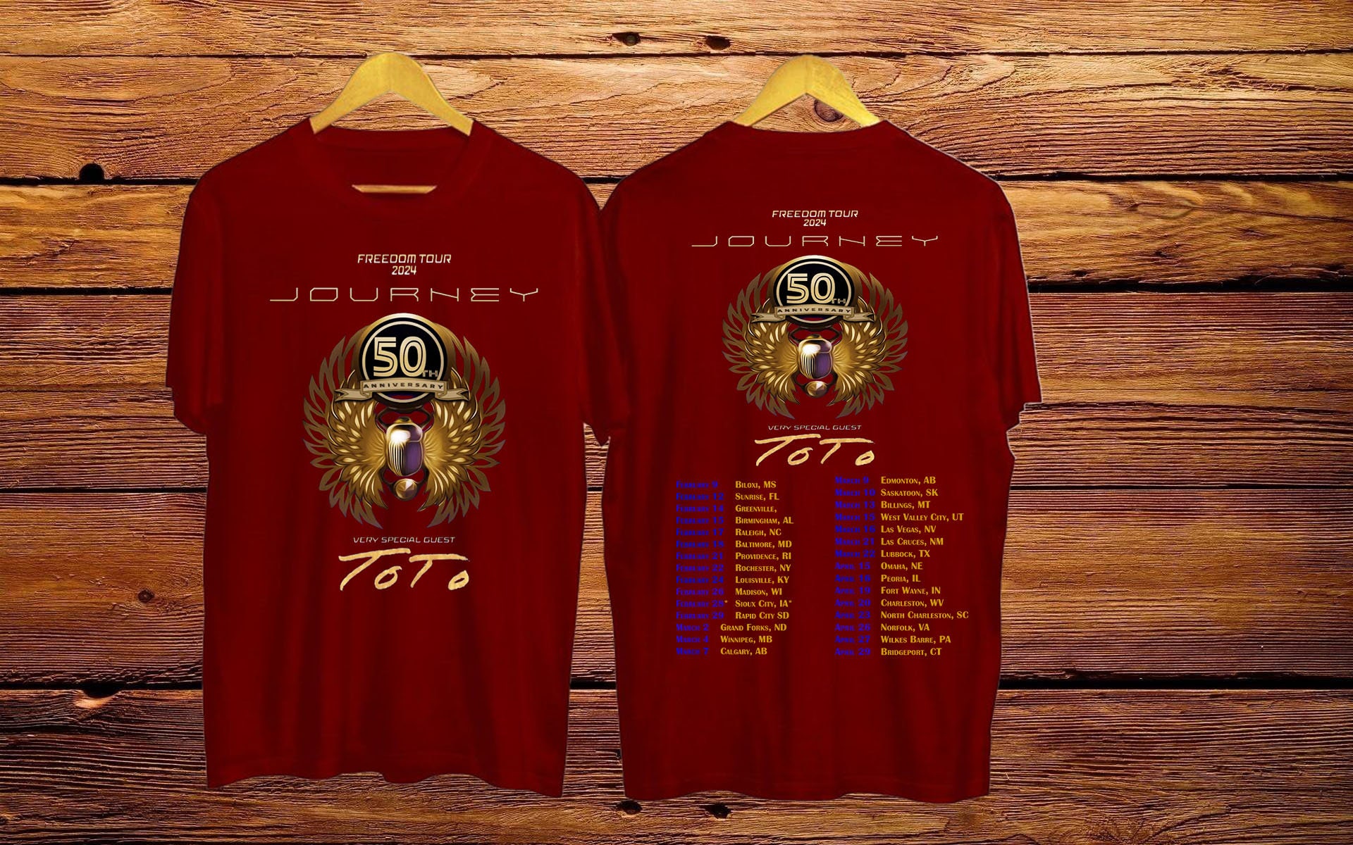 Journey Freedom Tour 2024 Shirt, Journey With Toto 2024 Concert Shirt 