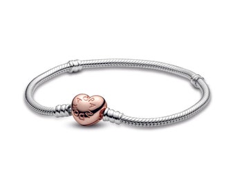 Heart Clasp Snake Chain Bracelet, S925 Sterling Silver Minimalist Bracelet, Everyday Charm Bracelet,Best Gift for Her