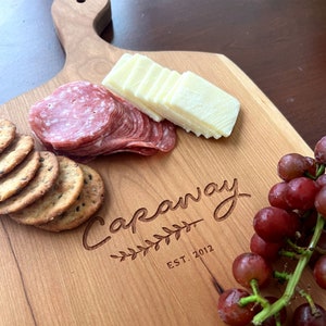 Custom Cherry Wood Charcuterie Board: Live Edge Personalized Serving Board