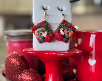 Painting Books & Vines Clay Earrings