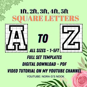 Plantillas de letras CUADRADA: 1 pie, 2 pies, 3 pies, 4 pies, 5 pies