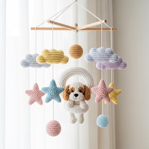 Custom Dog Baby Mobile, Crochet Baby Mobile, Custom Puppy Nursery Decor, Crib Mobile, Nursery Mobile, Baby Shower Gift, Newborn Gift