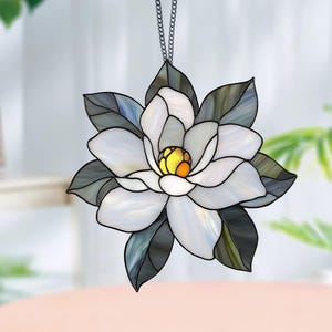 Magnolie Blume Acryl Fensterbehang, Floral Home Decor, Blumenmutter Geschenk, Geschenk für Blumenliebhaber, Magnolienliebhaber Geschenk