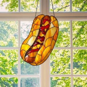 German Hot Dog ACRYLIC Window Hanging, Home Decor, Office Decor, Kitchen Decor, German Themed Decoration, Food Lovers Gift