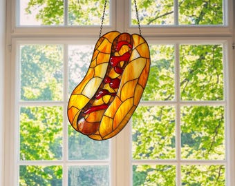 German Hot Dog ACRYLIC Window Hanging, Home Decor, Office Decor, Kitchen Decor, German Themed Decoration, Food Lovers Gift