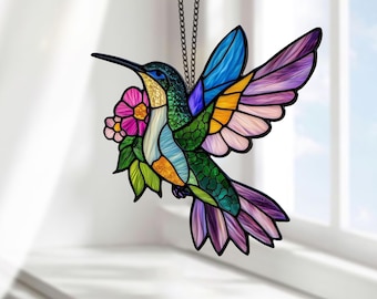 DIGITAL Download Hummingbirds Flower Stained Glass Pattern, DIY Stained Glass, DIY Suncatcher