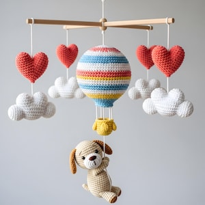 Custom Dog Baby Mobile, Crochet Baby Mobile, Custom Puppy Nursery Decor, Crib Mobile, Nursery Mobile, Baby Shower Gift, Newborn Gift