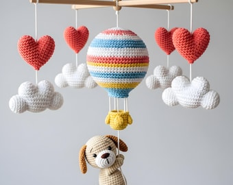 Aangepaste hond baby mobiel, gehaakte baby mobiel, aangepaste inrichting puppy kwekerij, wieg mobiel, kwekerij mobiel, babyshower cadeau, cadeau pasgeboren