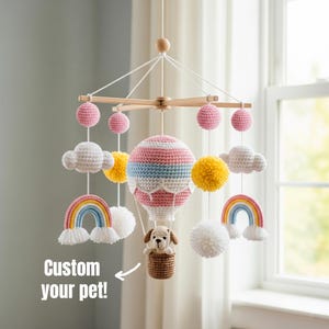 Custom Dog Baby Mobile, Balloon Crochet Baby Mobile, Custom Puppy Nursery Decor, Crib Mobile, Nursery Mobile, Baby Shower Gift, Newborn Gift