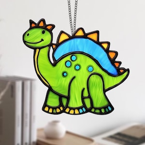 DIGITAL Download Dinosaur Stained Glass Pattern, DIY Stained Glass, DIY Suncatcher