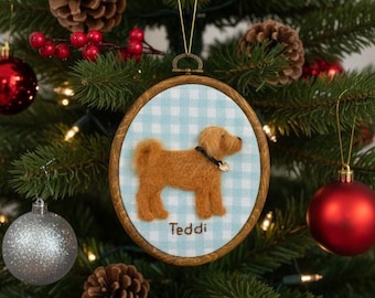 Custom Needle Felted Pet Portrait Hoop, Custom Needle Felted Pet Ornament, Personalized Dog Name Art, Handmade Wool Felt, Pet Memorial Gift
