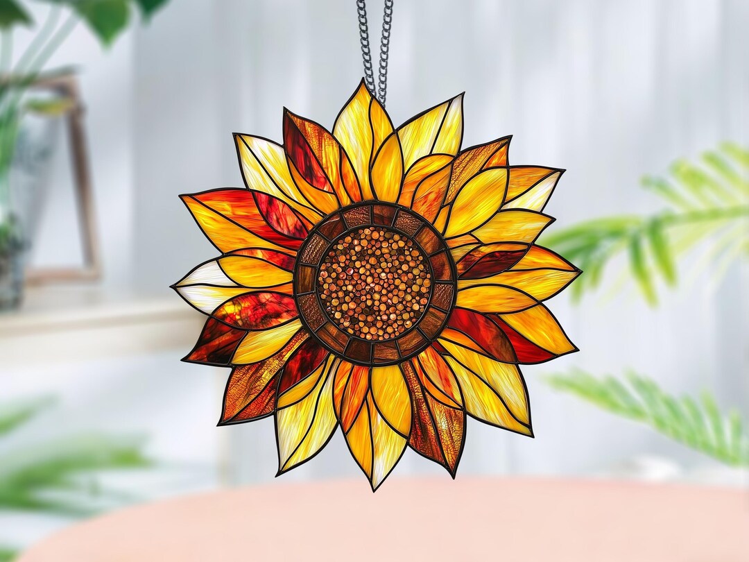 Sonnenblumen Fensteranhänger Aus Acryl – Hängedekoration Für Fenster, Tür Oder Wand In 20x20 Cm Oder 30x30 Cm