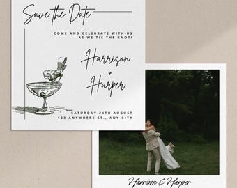 Modern Chic Save the Date Template: 5x5 Square Photo Invitation (Canva Digital Download) - SD001