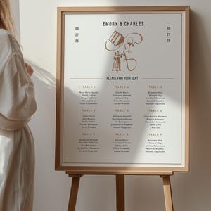 Modern Vintage Wedding Seating Chart Template | Minimalist Aesthetic | Custom Wedding Seating Chart Sign |  Hand Drawn Signage  - WS001