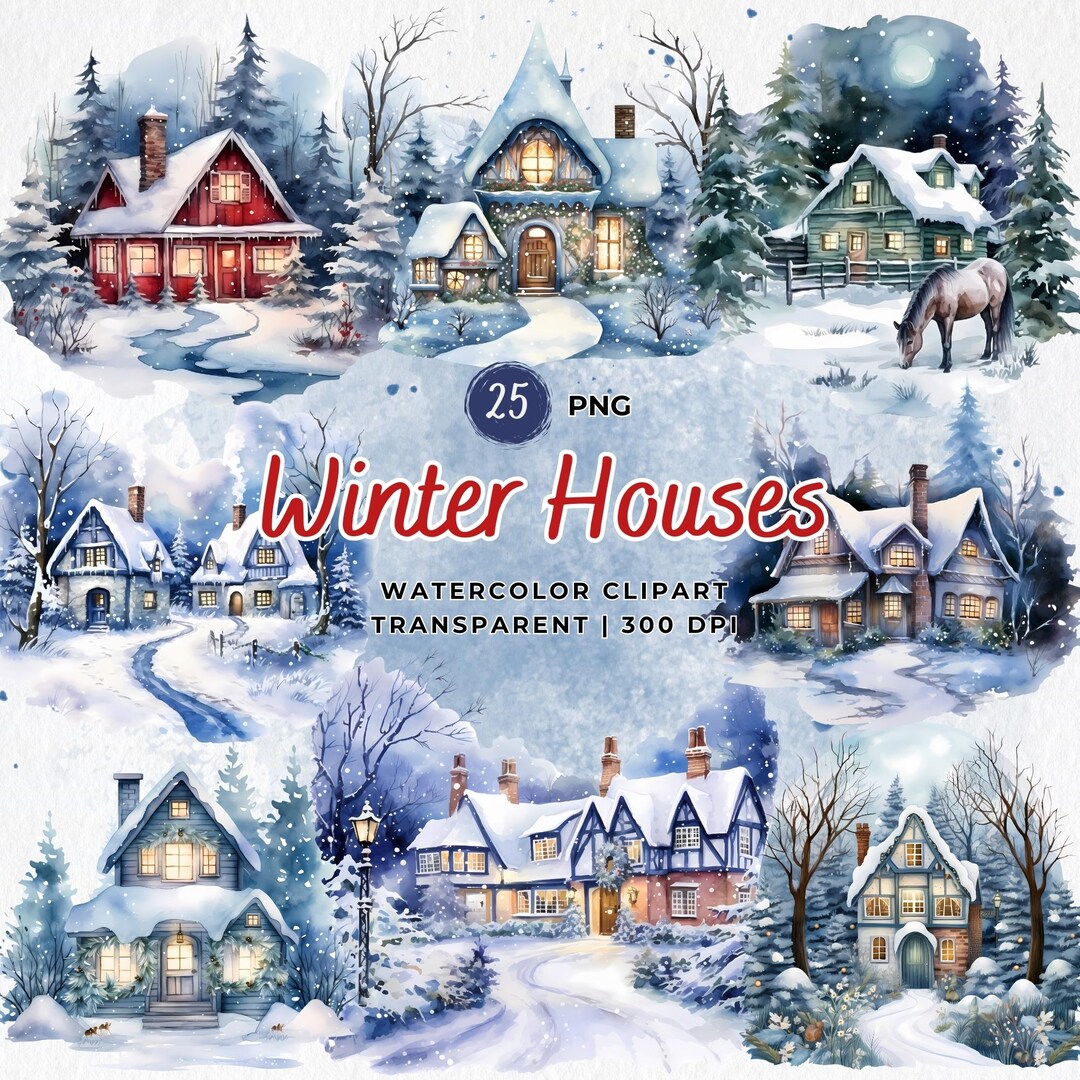 Winter Houses PNG, Winter Scenery Clipart, Winter Village Scene ...