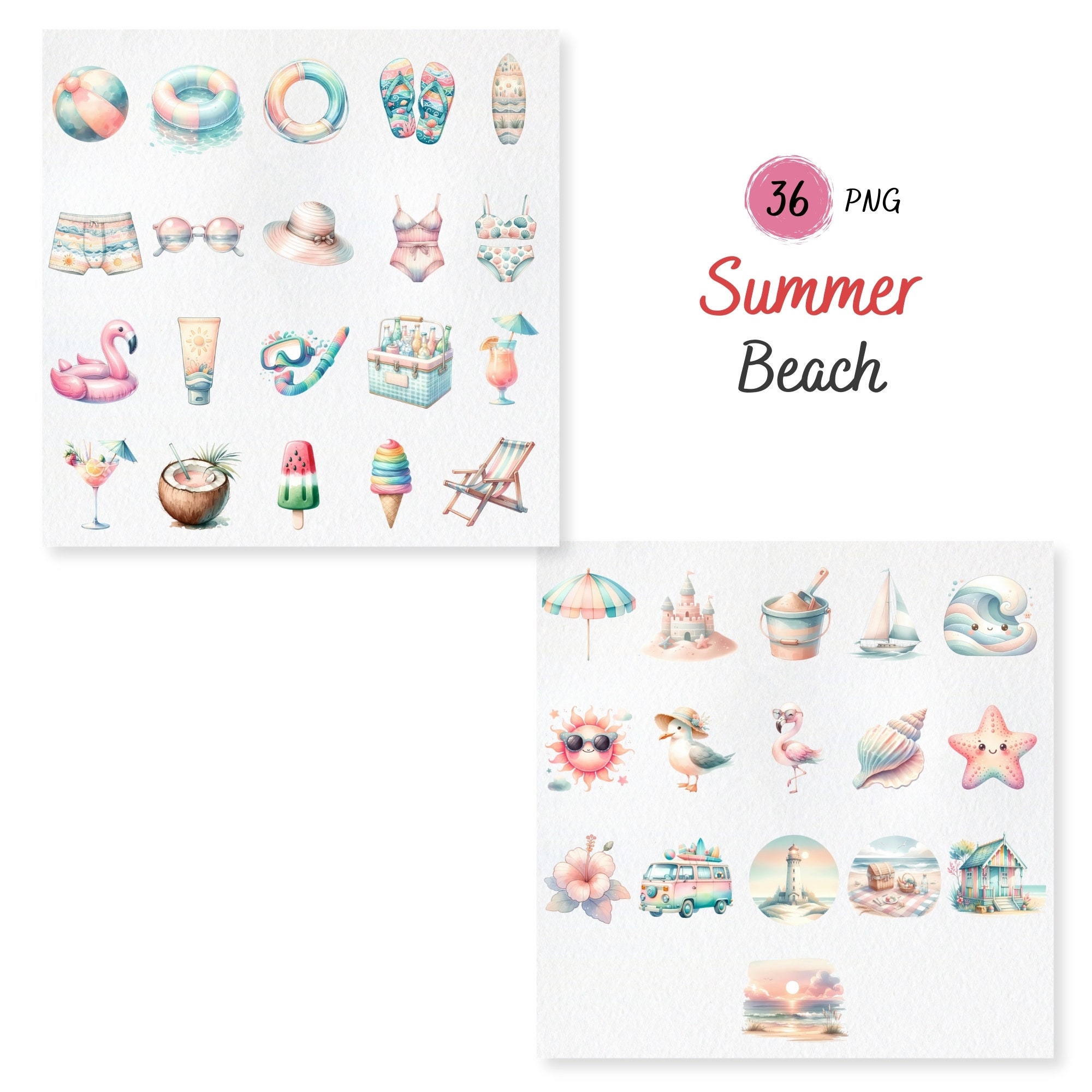 Summer Bundle PNG , Summer Clipart , Beach , Gnome , Mermaid , Hawaii ...
