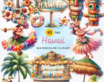 Imágenes prediseñadas de Hawái, hawaiano, camiseta de Hawái, sublimación, arte de pared de Hawái, imágenes prediseñadas tropicales, imágenes prediseñadas de verano, fiesta luau, tiki, aloha